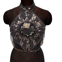 Costume de danse du ventre sexy RAWAT HANDICRAFTS pour femme adulte, style tribal égyptien, orné de perles et de paillettes, pour spectacle