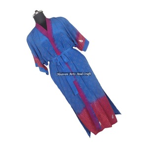 KL018 Bata de Dama de Honor Vintage, Kimono Largo para Mujer, Mezcla de Poliéster y Seda, Otoño Verano, Secado Rápido - Product Image 1