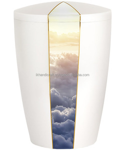 Urne en métal blanc de style européen en gros petite boîte de cendres commémorative personnalisée pour chiens humains fourniture de crémation funéraire américaine - Product Image 3