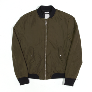 Chaqueta Bomber Verde Oliva para Hombre, Ligera, de Nailon, con Cierre, Cuello Acanalado, Ropa Exterior Informal - Product Image 1