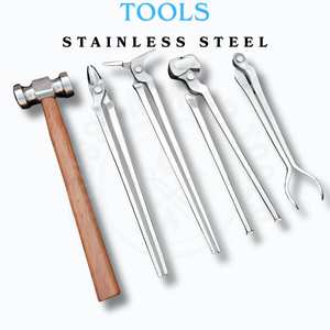 Kit d'outils de fermeur de chevaux avec outil de décollement, écarteur de sabots, pince à tête ronde 5/16 et marteau arrondi en acier inoxydable - Product Image 4