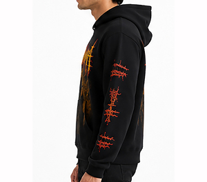 Sweat à capuche zippé noir pour homme, en molleton de coton premium, style streetwear hiver, chaud et tendance, pour un usage décontracté - Product Image 4