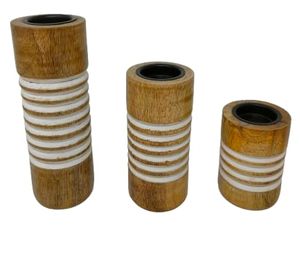 Modern Handcrafted Natural Wood Tapered Candle Stand Set Home Wedding Table Decor - Product Image 4