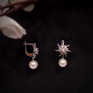 Pendientes colgantes Sunburst Pearl Drop con perla de agua dulce – Elegantes pendientes colgantes para mujer - Product Image 6