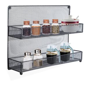 4-Tier Bronze Mesh Wall Mount <b>Spice</b> <b>Rack</b> for <b>Kitchen</b> Storage Kitchenware Organization Solution - Product Image 2