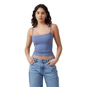 Débardeurs pour femmes OEM en gros, style mode, coupe courte et ajustée, en coton extensible, design uni, très demandés pour l'été - Product Image 1