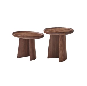 Modern Wooden Round <b>Coffee</b> <b>Table</b> With Tapered Base Minimalist Design Handmade Bedside Companions <b>Low</b> Profile Modern Noghtstand - Product Image 2