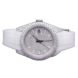 Montre de luxe en moissanite avec affichage numérique, diamant de laboratoire blanc taille brillant VVS1, bracelet en cuir, mouvement automatique, livraison gratuite - Product Image 1