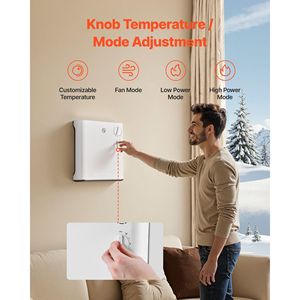 Stufa Elettrica Portatile da Parete 1500W, 3 Modalità Intelligenti con Regolazione a Manopola, Design Anti-Ribaltamento per Uso Esterno - Product Image 3