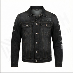 <b>Funky</b> Streetwear Patchwork Buttons Ripped Cropped Jean Denim <b>Jacket</b> For Mens And Ladies In All Size Men's Denim <b>Jackets</b> Coats - Product Image 2