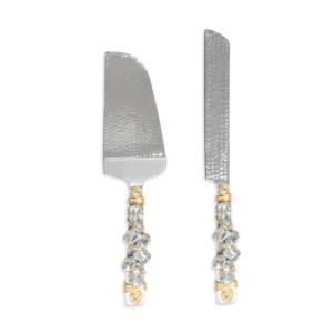Stainless Steel <b>Cake</b> <b>Molds</b> Set with Crystal Handle 2-Piece Knife Spatula Serving Tools M R Handicrafts Handmade Polygon Shape - Product Image 5