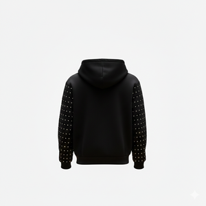 Sudadera con Capucha Oversize de Forro Polar con Estrellas de Diamantes de Imitación Negros, Estilo Vintage Urbano, para Hombre y Mujer - Product Image 3