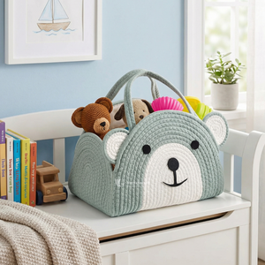 Cesta de Algodón para Guardar Juguetes, Organizador Decorativo con Diseño de Animales para Cuarto de Bebé, Cesta Ecológica para Pañales y Mantas - Product Image 3