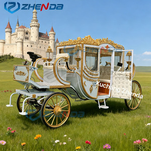 Chariot de tourisme électrique de luxe en or blanc, 4 roues, sans chevaux, personnalisé - Product Image 1