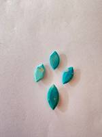 GNSJ Turquoise Naturelle de Haute Qualité, Coupe Marquise 15x8mm/17x8mm, 7.60ct, 4 pièces, Non Chauffée, Facettée, Effet Lumineux, Certifiée par un Certificat Tierce Partie, Bijoux