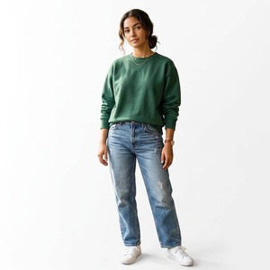 Premium beige Crew Neck Sweatshirt Unisex Heavyweight Cotton Fleece <b>Pullover</b> Blank Sweatshirt for <b>Men</b> & Women - Product Image 4