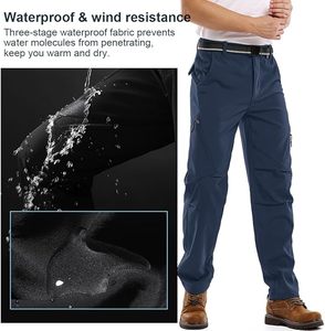 Pantalones cargo de secado rápido para hombre, color azul marino, con bolsillos con cremallera y cintura con cinturón para actividades al aire libre - Product Image 2