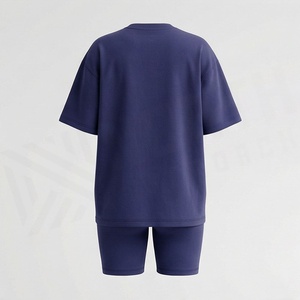 Women's 2 Piece <b>Knitted</b> <b>Set</b> Short Sleeve Crew Neck T Shirt and Above Knee Shorts Solid Color Loose Fit Casual Wear Spring Summer - Product Image 2