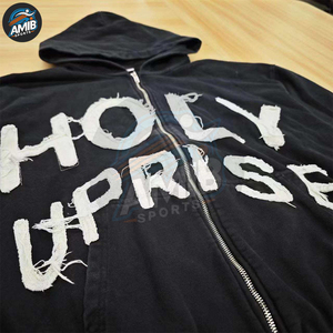 Prix d'usine, bas prix, nouvelle mode, haute qualité, basiques, coton mélangé, design premium, sweats à capuche pour hommes avec broderie effet vieilli, en vente - Product Image 3
