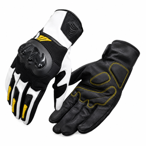 Gants de moto personnalisés blancs, noirs et jaunes avec protection rigide des articulations, antidérapants, équipement de conduite, protection des poignets pour usages multiples - Product Image 1