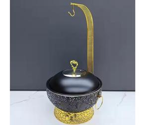 Luxury Gold Rectangular Chafing Dish Stainless Steel <b>Roll</b> Top Buffet Food Warmer with Glass Window for Hotel Catering - Product Image 2