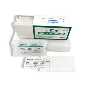 Cinta blanca de poliéster de ancho, 5mm, 50CM de longitud, aguja de cuerpo redondo doble, SUTURA QUIRÚRGICA <span class=keywords><strong>no</strong></span> absorbible - Product Image 1