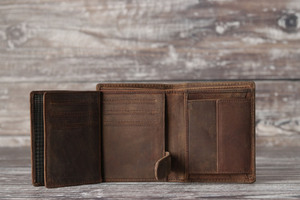 Portefeuille homme en cuir véritable, trois volets, fin, en cuir de vachette véritable, porte-cartes, petit sac de poche vintage LTW-0181 - Product Image 5