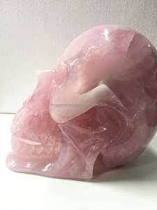 Cristales piedra curativa cristal a granel venta al por mayor piedra Natural calaveras de cuarzo rosa gran calidad calavera tallada para Decoración - Product Image 2