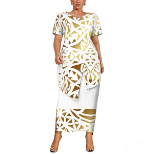 Vestido Samoano Puletasi de Manga Corta, Diseño de las Islas del Pacífico, Vestido con Dobladillo Asimétrico y Cuello en V, Ropa para Mujer, 2 Piezas - Product Image 4