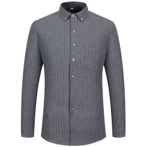 Camisa de Vestir Marrón Sólida para Hombre, Manga Larga, Cuello Abotonado, Algodón, Formal, Casual de Negocios, con Bolsillo en el Pecho - Product Image 1