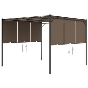 Gazebo de jardin taupe 9.8 'x 9.8' x 7.4 'avec auvent et pergola durables pour rideau latéral - Product Image 1