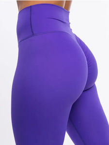 Leggings de yoga taille haute pour femmes, personnalisables avec logo, vente en gros, avec coutures, extensibles, respirants, unis, pour la gym et le fitness - Product Image 4