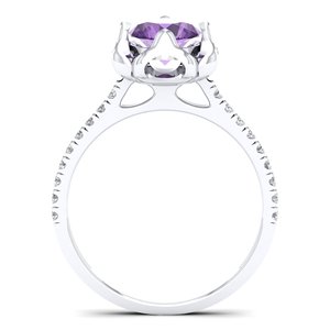 Bague de naissance REYES en moissanite étincelante de clarté VVS pour femme, en argent sterling 925, coupe ronde, pierre précieuse améthyste 1 carat, bijoux fins - Product Image 4