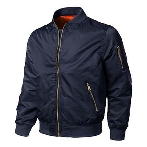 Chaqueta Bomber para Hombre, Cuello Alto, Cierre de Cremallera, Estilo Casual, Corte Regular, 100% Poliéster, Color Sólido, para Otoño - Product Image 1