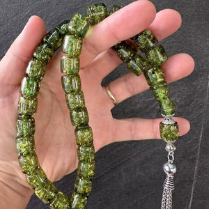 Perles de Tasbih en résine verte éco-responsable faites à la main pour la prière, perles naturelles artisanales uniques pour Tasbih - Product Image 1