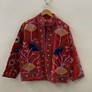 Best Quality Suzani Jacket Floral Embroidery Cropped <b>Coat</b> Women Hippie Winter Warm Artisanal Outerwear Factory Direct Wholesale - Product Image 4