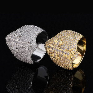 Mens 925 <b>Silver</b> Moissanite Iced Gothic <b>Cross</b> Signet <b>Ring</b> Pave Statement Luxury Jewellery <b>Ring</b> for Men - Product Image 3