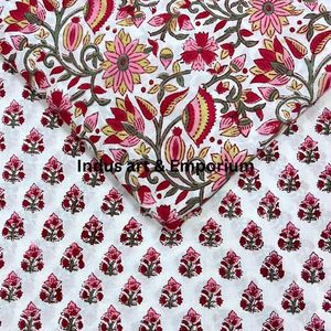 Tela de Algodón Cambray Estampada a Bloques 60x60, Tela de Algodón con Estampado Tradicional Jaipuri - Product Image 4