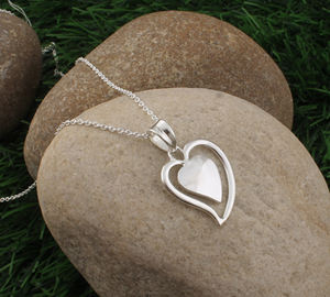 Collier pendentif en forme de cœur en argent sterling 925 plaqué platine vintage naturel pour femmes et hommes, bijoux en gros pour anniversaire - Product Image 4