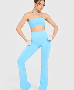 Women's 100% Polyester One Shoulder <b>Strap</b> Yoga <b>Bra</b> Quick Dry Breathable High Support Digital Printing 220g Low MOQ - Product Image 1