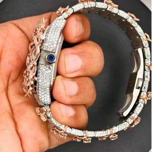 Reloj Mecánico de Alta Gama con Moissanita Incolora VVS para Mujer, Estilo Hip Hop, Personalizado, con Cristales, Movimiento de Cuarzo, Acero Inoxidable - Product Image 3