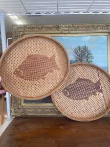 Juego de bandejas de bambú tejidas vintage con motivo de peces, cesta de pared, bandeja decorativa asiática, hecha a mano, proveedor OEM, Vietnam - Product Image 6