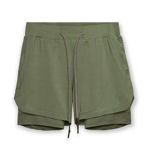 Men's Casual <b>Mid</b> Waist Running Pure Color High Quality Two <b>Layer</b> Quick Dry Breathable Gym Fitness Workout Shorts - Product Image 5