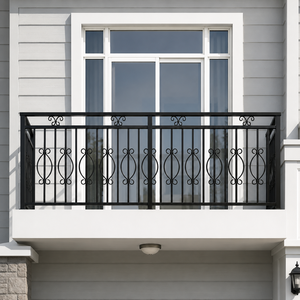 Barandilla Decorativa de Hierro Forjado Negro para Balcón, Barandilla Metálica con Diseño de Espiral para Terraza de Casa Moderna, Diseño de Seguridad Exterior - Product Image 3
