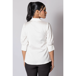Chemise à manches mi-longues Hazel White pour femme, mode décontractée, coupe élégante, confortable, à porter au quotidien - Product Image 4