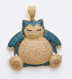 Pendentif en moissanite couleur or, breloque animale, micro-pavé, pierres bleues et blanches, cadeau de bijoux - Product Image 1