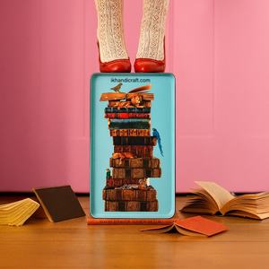 Plateau rectangulaire suspendu en métal émaillé à motif d'oiseau à carreaux, résistant à la chaleur, multifonctionnel, décoratif, de la collection Diva - Product Image 3