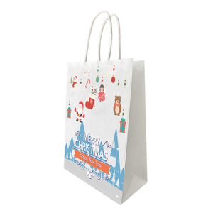 Logo personnalisé sac de Noël en papier kraft brun brillant emballage cadeau sac de Noël sac à provisions avec poignée - Product Image 6