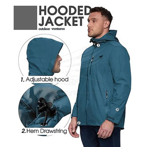Best Selling High Street Winter Warm <b>Men's</b> Hooded Breathable <b>Rain</b> <b>Jacket</b> with Front Custom Logo Nylon/Polyester Fabric - Product Image 4