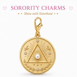 Breloques de sororité de luxe en or avec pendentif lettre, perle et nœud en strass pour bracelet de sœurterie personnalisé - Product Image 6